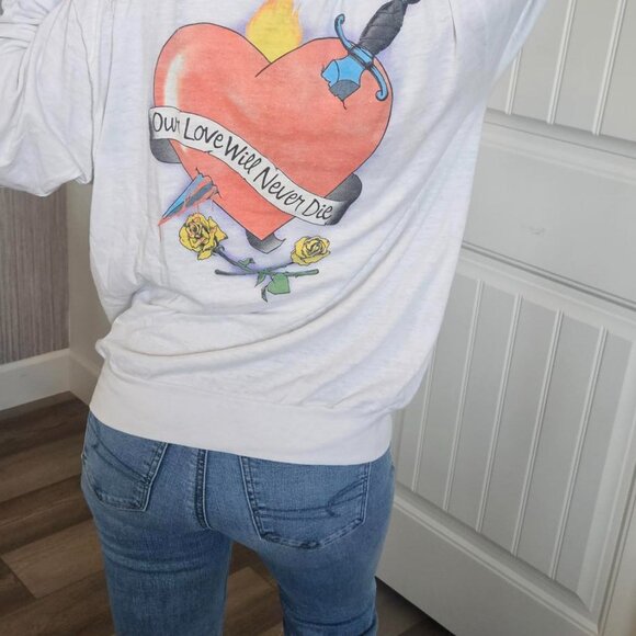 ULTRA RARE Krokus Metal Band LS Hoodie 1985 VTG Womens M Double-Sided Cotton - Picture 15 of 16